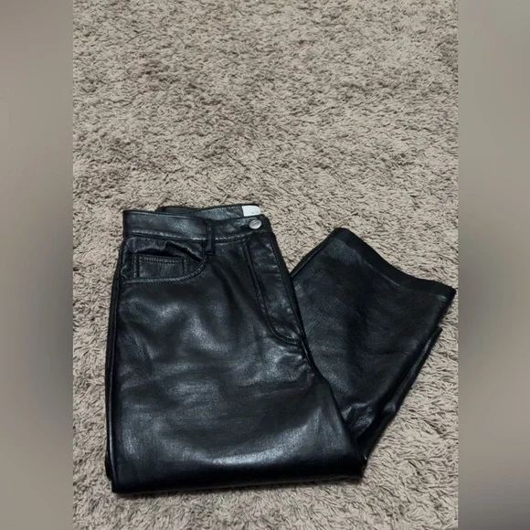 EUC ARITIZIA Wilfred Melina faux leather straight leg black pant. Size 4. - Picture 4 of 6